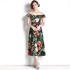 Real shot spot lotus leaf edge floral dress, waist cinching and slimming printed dress