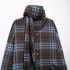 Foreign Trade 2024 Autumn New European and American Style Women's Fashion Style Scarf Collar Long Sleeve Woolen plaid Coat Long Coat