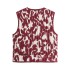 Foreign trade 2024 autumn new European and American style women's fashion casual short sleeved printed vest jacket