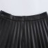 Foreign trade 2024 autumn new European and American style female sexy spicy girl high waist slimming imitation leather wide pleated short skirt 8372324