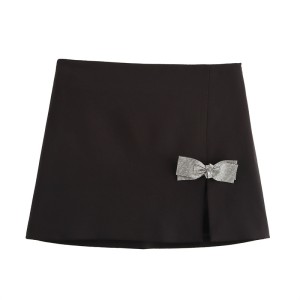 Foreign Trade 2024 Autumn New European and American Style Women's Fashion Spicy Girl Sexy Bow Decoration Mini Skirt 8338408