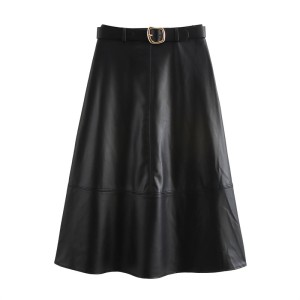 Foreign Trade 2024 Autumn New Half length Skirt Leather Skirt Women's A-line Skirt Leather Skirt Korean Edition High Waist Premium 3046292