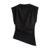 Foreign trade 2024 autumn new European and American style elegant and sleeveless pleated decorative shoulder pad top 0085845