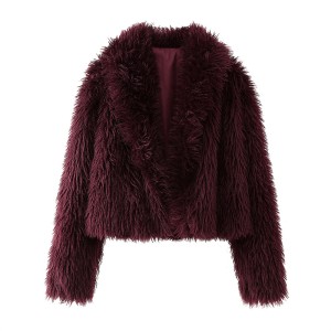 Foreign trade 2024 autumn new European and American style women's clothing fashion temperament lapel long sleeved short environmentally friendly faux fur jacket