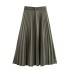 Foreign trade 2024 autumn new European and American style women's clothing fashion temperament high waist slim fit suede pleated skirt 3046331