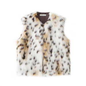 Foreign trade 2024 autumn new European and American style women's fashion temperament street animal pattern sleeveless round neck artificial fur vest