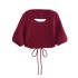 Foreign trade 2024 autumn new European and American style women's clothing fashion temperament sexy backless knitted drawstring top knitted sweater