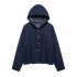 Foreign trade wholesale 2024 European and American style women's clothing new hooded denim effect shirt for women 3564181 3564180