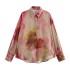 Foreign trade 2024 autumn new European and American style women's fashion casual temperament silk satin texture tie dye shirt 9585257