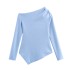 Foreign Trade 2024 Autumn New European and American Style Women's Fashion Casual Long Sleeve Asymmetric Soft Top 4813842