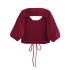 Foreign trade 2024 autumn new European and American style women's clothing fashion temperament sexy backless knitted drawstring top knitted sweater