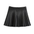 Foreign trade 2024 autumn new European and American style female sexy spicy girl high waist slimming imitation leather wide pleated short skirt 8372324