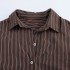 Foreign Trade 2024 Autumn New Shirt Top Long Fashion Loose Casual Pocket Decoration Stripe 3067106