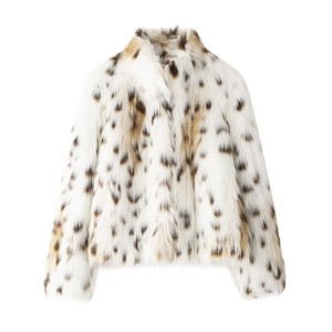 Foreign trade 2024 autumn new European and American style women's clothing temperament animal pattern artificial fur effect jacket 4360241