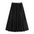 Foreign Trade 2024 Autumn New Half length Skirt Women's Versatile Waist Leather Splicing Black A-line Hundred Fold Casual