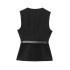 Foreign trade 2024 autumn new European and American style women's clothing fashion temperament sleeveless belt long hair vest 9300525