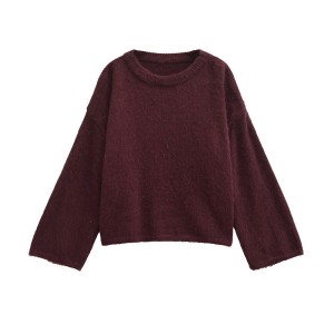 Foreign Trade 2024 Autumn New Knitted Sweater Women's Loose Lazy Style Warm Round Neck Casual Sweater