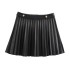 Foreign trade 2024 autumn new European and American style female sexy spicy girl high waist slimming imitation leather wide pleated short skirt 8372324