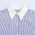 Foreign Trade 2024 Autumn New European and American Style Women's Fashion Casual Cuff Splicing Collar Striped Shirt 9056644