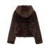 Foreign trade 2024 autumn new European and American style women's clothing knot buckle decoration artificial fur effect coat jacket 4391