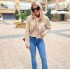 Cross border Y wholesale 2023 summer new products European and American style women's clothing loose collar soft woolen jacket top for women