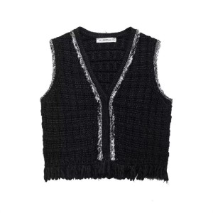 New European and American style women's fashion V-neck sleeveless vest style knitted sweater for autumn 2024 in foreign trade 8146105