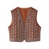 Foreign trade 2024 autumn new European and American style women's clothing fashion temperament street sleeveless V-neck bead embellished embroidered vest