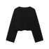 Foreign Trade 2024 Autumn New European and American Style Women's Fashion Round Neck Long Sleeve Ribbed Short Knitted Sweater 6771141