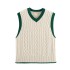 Foreign Trade 2024 Autumn New European and American Style Women's Fashion Casual Short Sleeveless Cable Pattern Knitted Tank Top