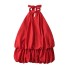 AliExpress Wholesale Women's Summer New Style Hanging Neck Lantern Skirt Design Sweet Solid Color Sexy Flower Bud Dress