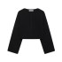 Foreign Trade 2024 Autumn New European and American Style Women's Fashion Round Neck Long Sleeve Ribbed Short Knitted Sweater 6771141