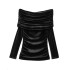 Foreign trade 2024 autumn new European and American style women's clothing fashion temperament sexy velvet one shoulder pleated decorative top