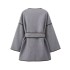 Amazon wholesale autumn and winter new women's clothing solid color V-neck belt pocket decoration long woolen coat jacket