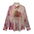 Foreign Trade 2024 Autumn New European and American Style Women's Fashion Casual Collar Long Sleeve Tie Dyeing Printed Shirt 9585257