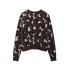 Foreign Trade 2024 Autumn New European and American Style Women's Fashion Leisure Round Neck Animal Pattern Jacquard Knitted Coat 959837