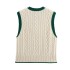 Foreign Trade 2024 Autumn New European and American Style Women's Fashion Casual Short Sleeveless Cable Pattern Knitted Tank Top