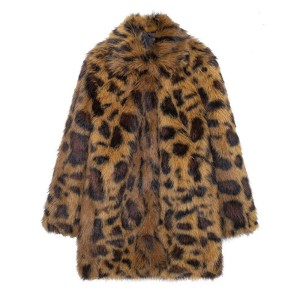 Foreign Trade 2024 Autumn New European and American Style Female Style Street Animal Pattern Plush Coat 1247701001