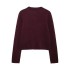 Foreign Trade 2024 Autumn New Knitted Shirt Women's European and American Style Round Neck Solid Color Loose Head Casual 6427144