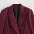 AliExpress Foreign Trade Wholesale 2024 Autumn/Winter Women's Fashion Temperament Wine Red Suit Coat Double breasted Coat for Women