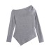 Foreign Trade 2024 Autumn New European and American Style Women's Fashion Casual Long Sleeve Asymmetric Soft Top 4813842