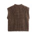 Foreign Trade 2024 Autumn New European and American Style Women's Fashion Casual Short Round Neck Coarse Needle Knitted Vest