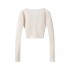 Foreign trade 2024 autumn new European and American style women's fashion casual temperament V-neck long sleeved hollow short knitted top