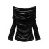 Foreign trade 2024 autumn new European and American style women's clothing fashion temperament sexy velvet one shoulder pleated decorative top