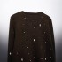 Foreign Trade 2024 Autumn New European and American Style Women's Fashion Round Neck Long Sleeve Beaded Knitted Coat 6427113