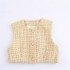 Foreign Trade 2024 Autumn New Vest Commuter Versatile Hand Hook Knitted Round Neck One Row Buckle 9208956