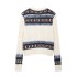 Foreign Trade 2024 Autumn New European and American Style Women's Fashion Casual Round Neck Jacquard Knitted Splicing Coat 0021120