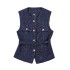 Foreign Trade 2024 Autumn New Knitted vest V-neck with a row of buttons for a small fragrant style socialite 9298725