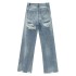 Foreign Trade 2024 Autumn New Jeans, Women's Wear, Contrast Denim Fabric, Mid Waist Straight Tube and Ankle 2569023