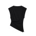 Foreign Trade 2024 Autumn New European and American Style Women's Fashion Sexy Slanted Fold Decoration Shoulder Pad Top 0085845