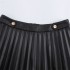 Foreign trade 2024 autumn new European and American style female sexy spicy girl high waist slimming imitation leather wide pleated short skirt 8372324